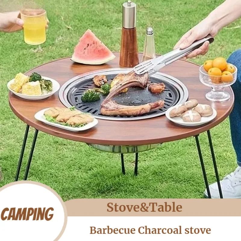 Outdoor BBQ Camping Stove Portable Foldable Picnic Stove For Home Use Multi-functional Coal Stove Supplies For Field Cooking For Leisure