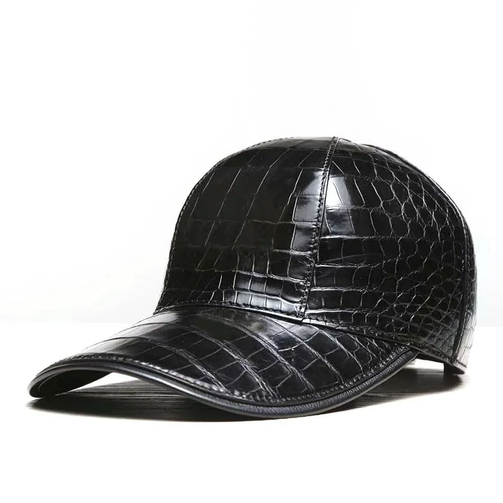 linshe nuovo arrivo pelle di coccodrillo Uomini e donne Cappello da sole Hip hop Berretto con visiera marea da uomo