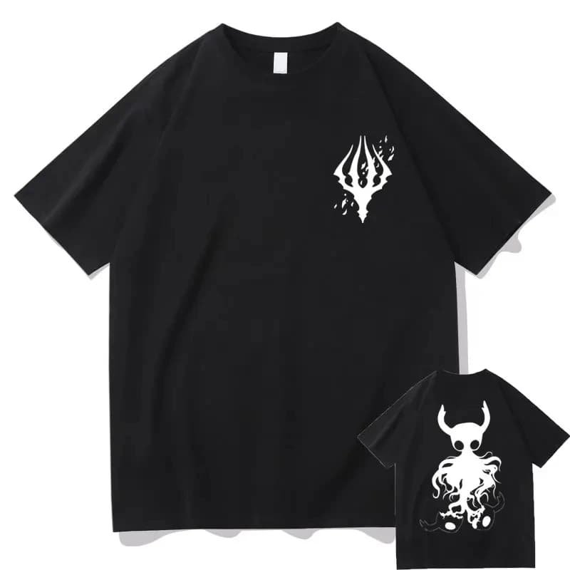New Hot Game Hollow Void Hollow Knight Darkside Double Sided Print T-shirt Man Fashion Casual Tshirt Men Women Anime Loose Tee
