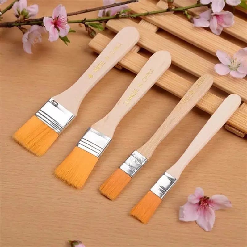 4Pcs Wooden Handle Nylon Brushes Hair Acrylic Oil Painting Brush Kit For Artist Drawing Cleaning Dust
