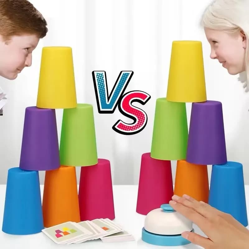 Stack Cup Gioco di velocità Giocattoli con carta Cognizione del colore Logica Montessori Giocattoli per bambini interattivi genitore-figlio Educazione precoce