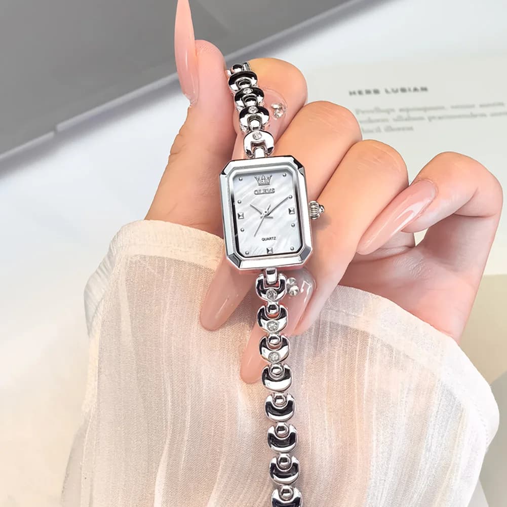 Reloj Mujer OLEVS Luxury Brand Orologi da donna al quarzo originali Orologio da donna con cinturino in argento moda Regalo romantico per fidanzata