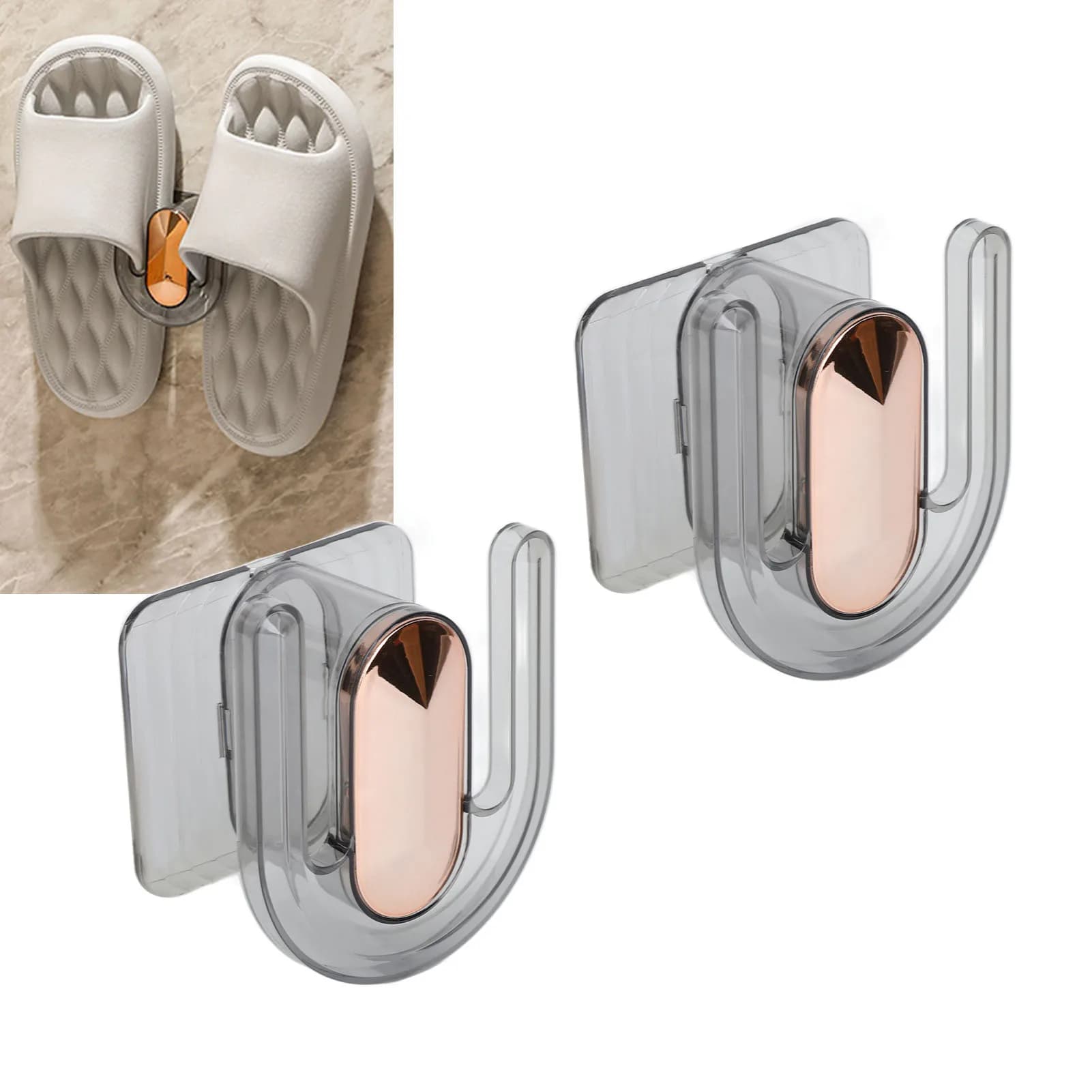 Appendiabiti per pantofole da parete da 2 pezzi, in plastica resistente, salvaspazio, impermeabile, per appendiabiti per pantofole da bagno di casa
