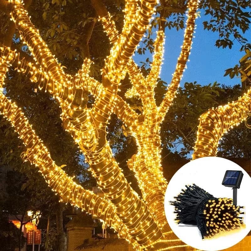 Luci a Cascata LED Solari per Giardino, Ghirlanda Luminosa per Matrimoni, Decorazione per Feste, Cortile, Ramadan, Interni ed Esterni