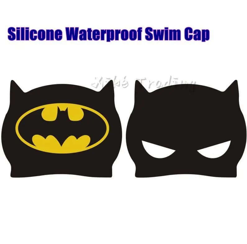 Movie Hero Silicone Waterproof Swim Cap: Children's Cartoon Batmani Goggles and Swim Cap Cute Anime Gift for Adults and Kids