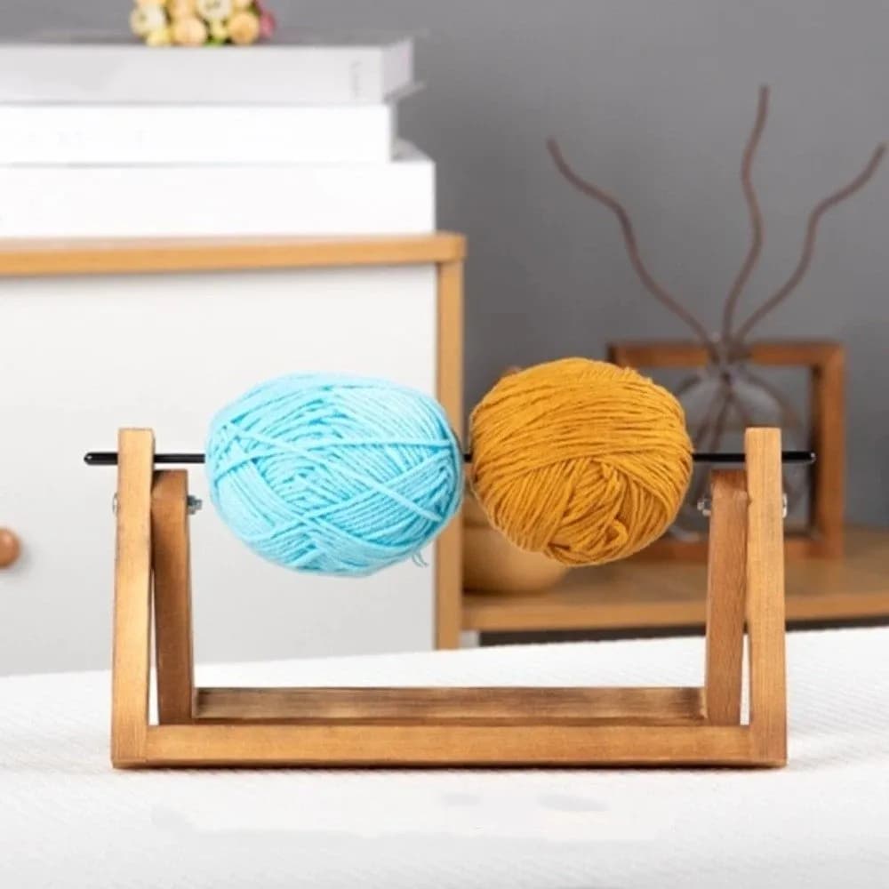 Stable Rack Rotating Wool Storage Rack Handmade Detachable Frame Yarn Ball Stand Wooden Yarn Spinner Holder Knitting Crafts