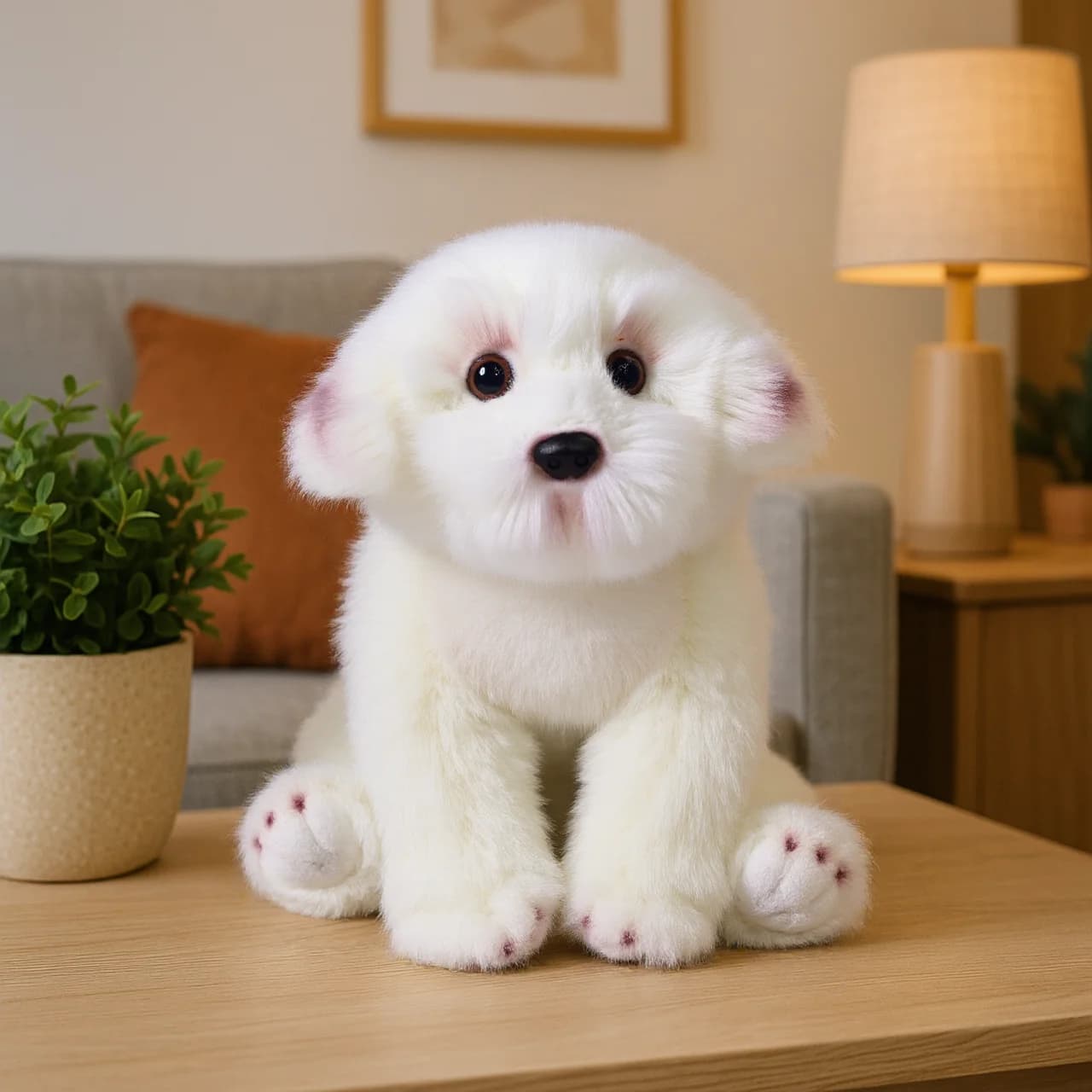Cane maltese di peluche realistico, cucciolo di peluche, morbido cuscino di peluche, regalo di compleanno per bambini e adulti, bianco