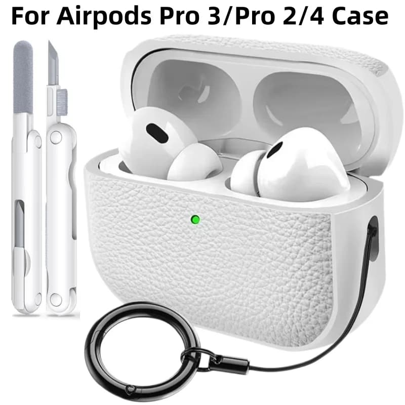 Custodia in pelle con motivo per AirPods Pro 3, accessori per auricolari Bluetooth con kit di pulizia per AirPods Pro 2/Pro/AirPods 4