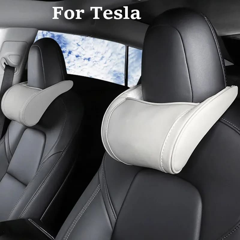 For Tesla Model 3 Y X S Neck Pillow Headrest Pillow Leather Memory Neck Waist Cushion Auto Seat Head Support Model3 Accessories
