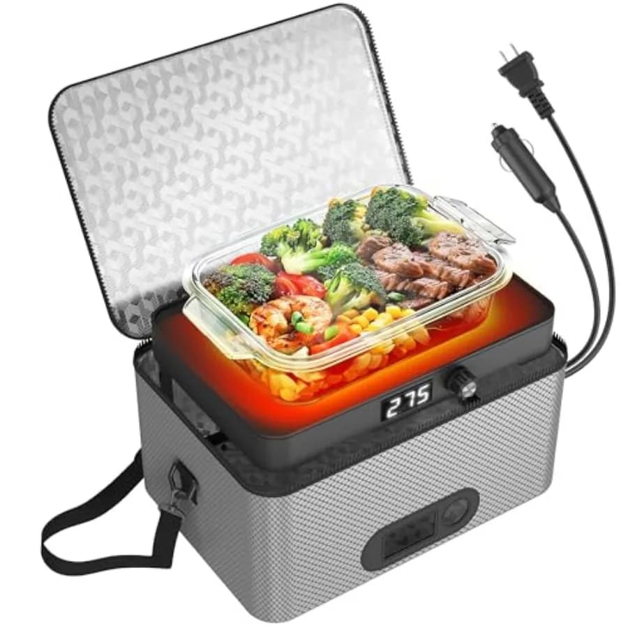 Portable Oven 2V 2V 0V-20V Car Food Warmer Portable Personal Mi Oven Electric Heated Lunch Box for Meals Reheatg and Raw Food C