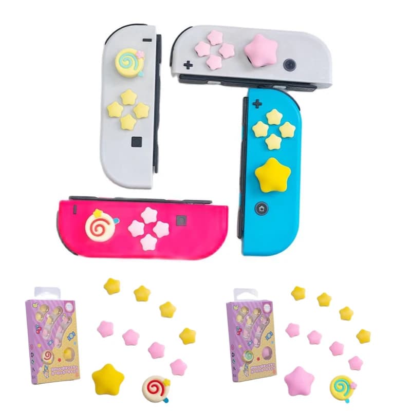 Star ABXY Chiave Adesivo Pulsante FAI DA TE Joystick Thumb Stick Grip Cap Cover Per Nintendo Switch Oled NS Joy-con Controller Skin Case