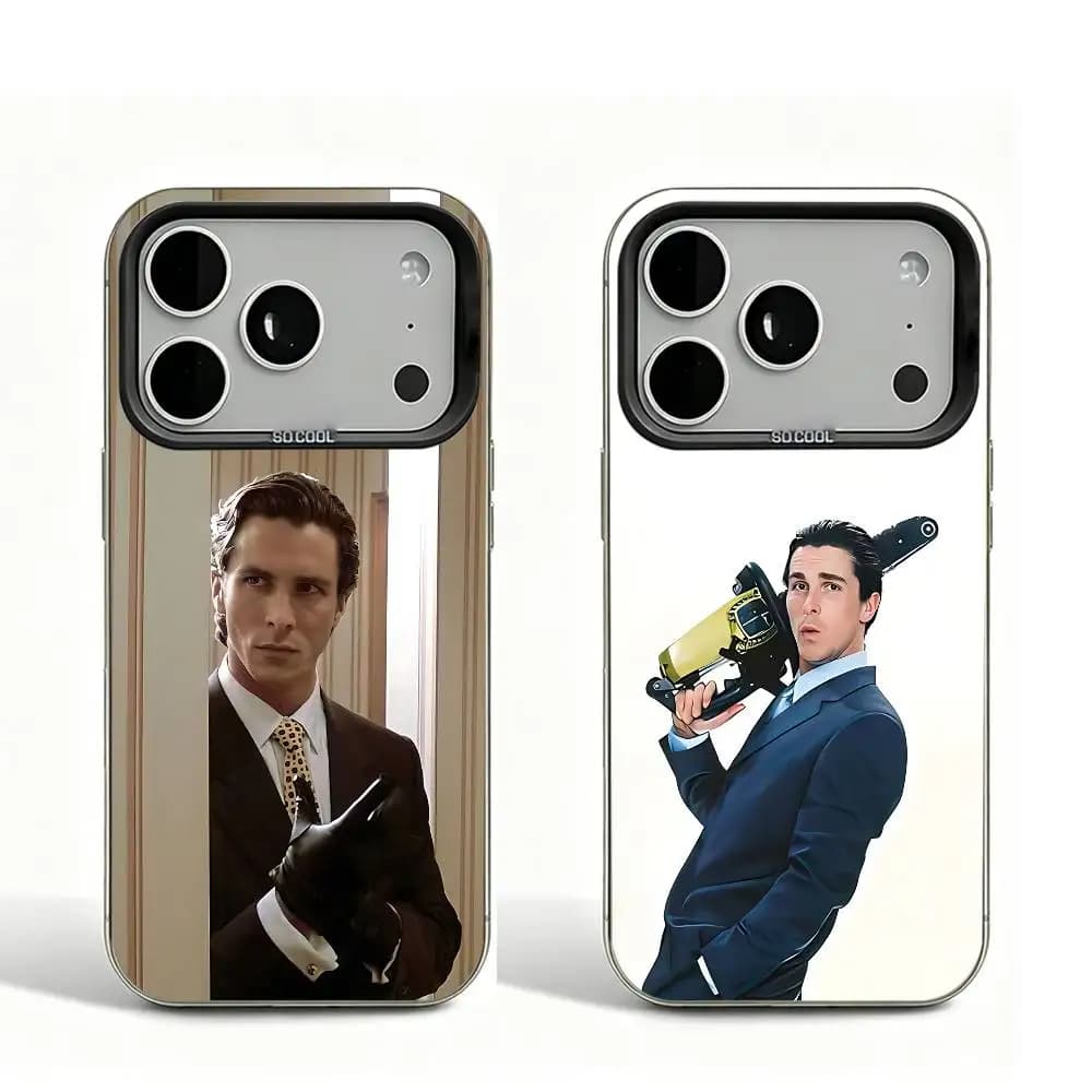 P-Patrick B-Bateman Black Matte Large Camera Hole Case For iPhone 17 16 15 14 13 12 11 Pro Max Plus Air XR Bumper Cover