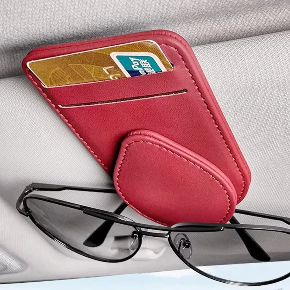 PU Leather Car Sunglasses Holder Universal Portable Sun Visor Storage Bracket Glasses Organizer Multifunctional