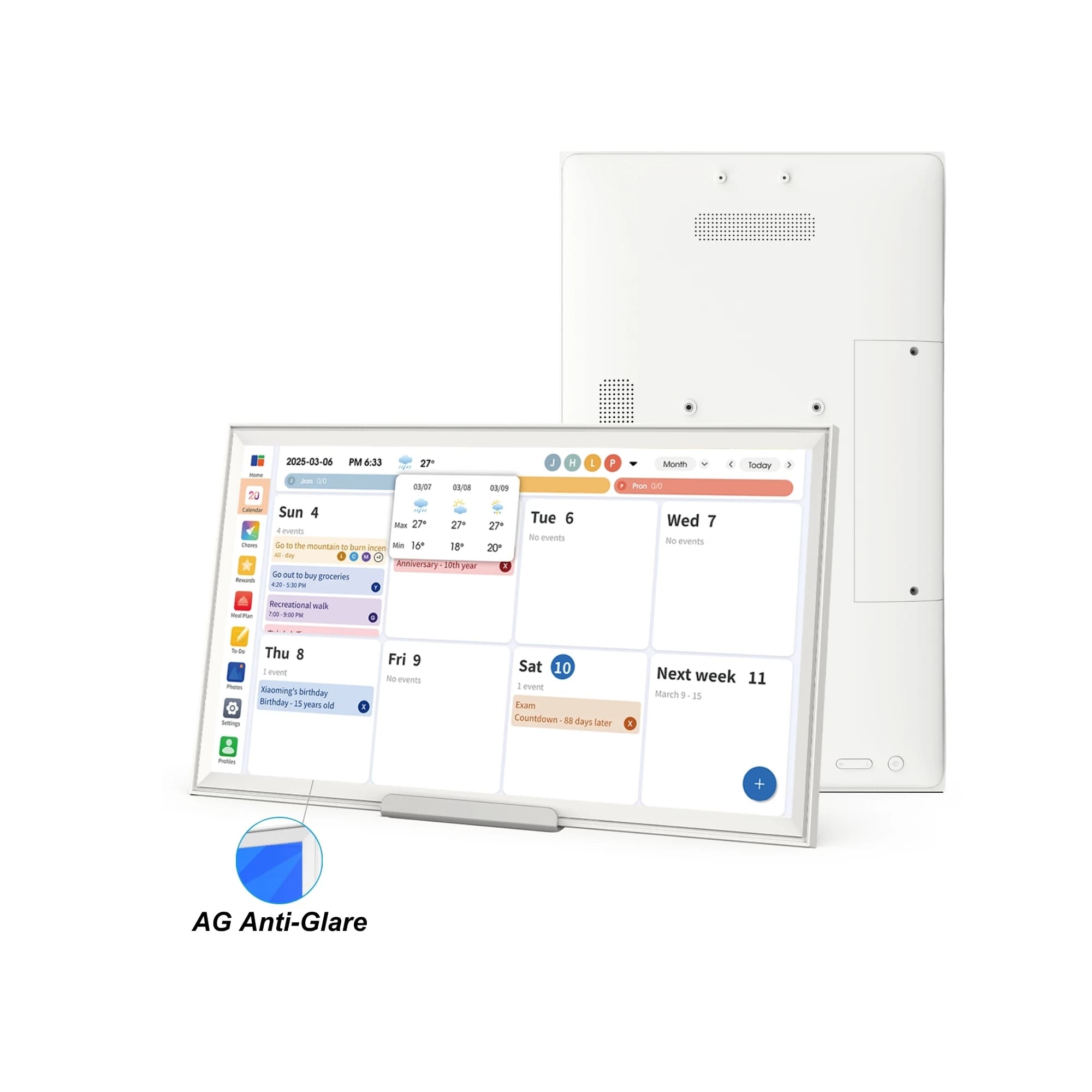 Cornice Digitale Smart Touch Screen Android 14 da 21,5 Pollici con Display Anti-Riflesso AG, Calendario Digitale e WiFi per la Famiglia