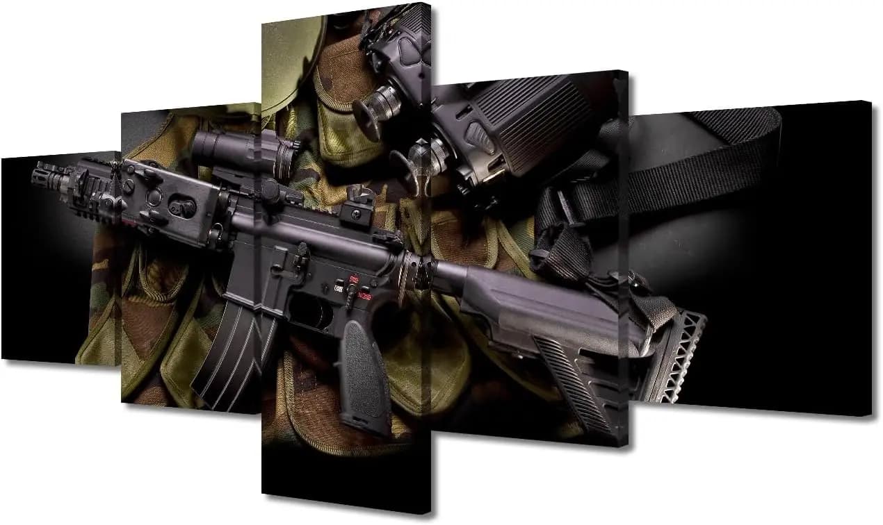 Wall Art for Office Guns Army Weapons Pictures Print On Canvas Framed Wall Art Canvas Artwork Wall Decor Canvas Wall Decor sign