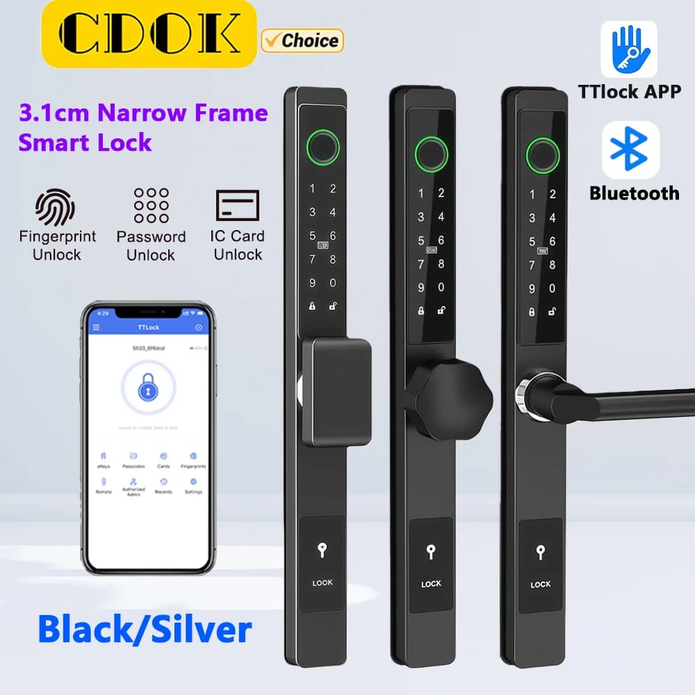 CDOK TTlock Smart Lock, serratura con impronta digitale, serratura con password, IP65 impermeabile per esterni e resistente alle alte temperature