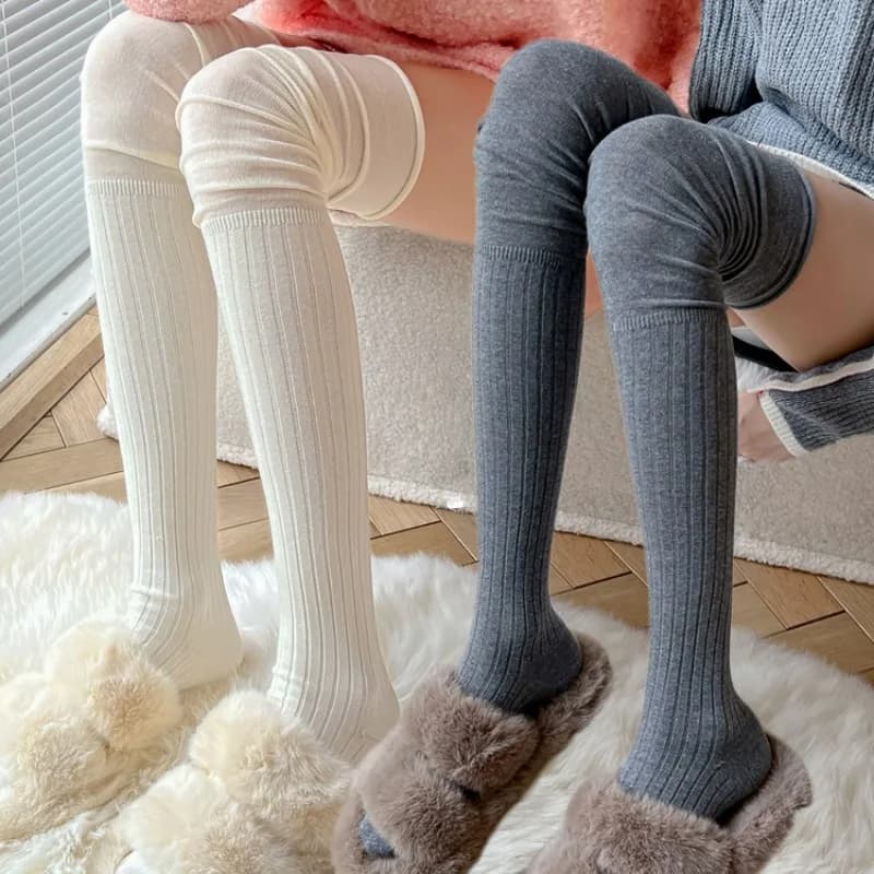Calze autoreggenti giapponesi per le donne moda Casual sopra il ginocchio calze lunghe femminili Leggings a tubo alto in cotone caldo termico