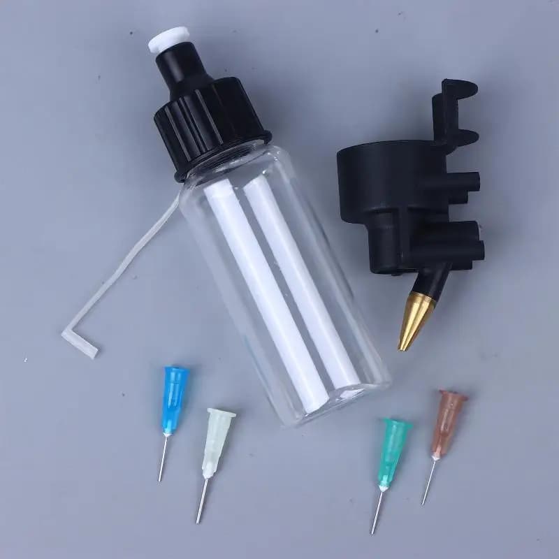 Kit Aerografo Professionale con Bottiglia Speciale da 50ml e Ugelli Monouso da 0.2mm/0.3mm/0.5mm/0.8mm, Modulo Spray Senza Pulizia