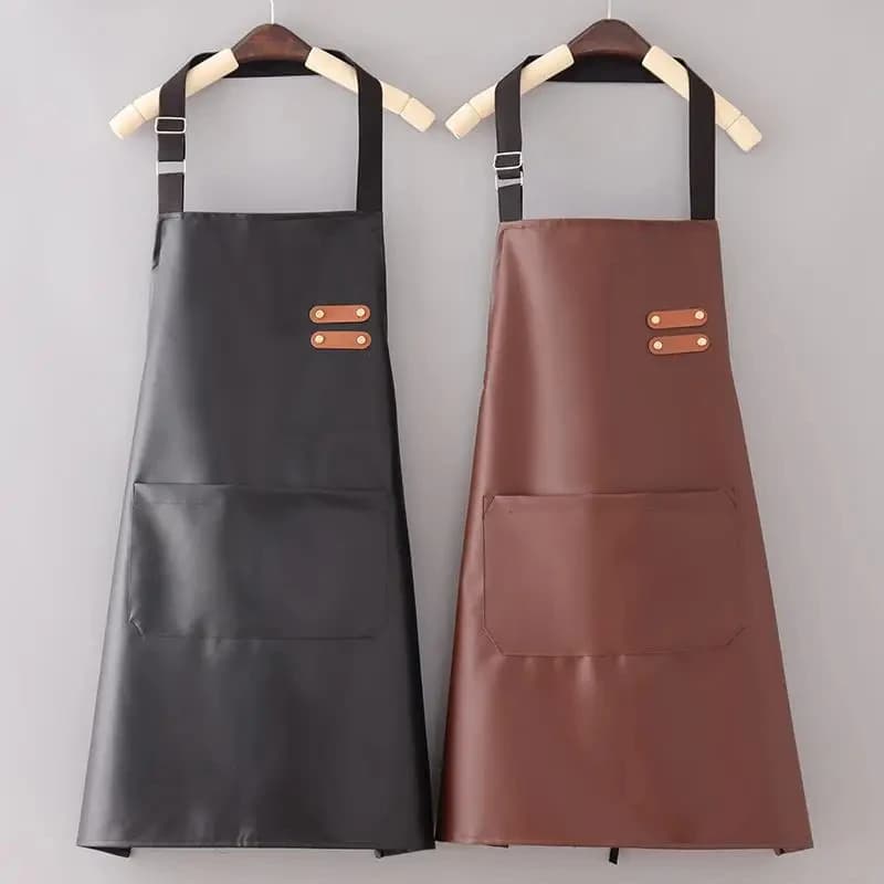 Grembiule in pelle PU impermeabile e resistente all'olio abbigliamento da lavoro da cucina cucina casalinga pulizia grembiule senza maniche Unisex regolabile