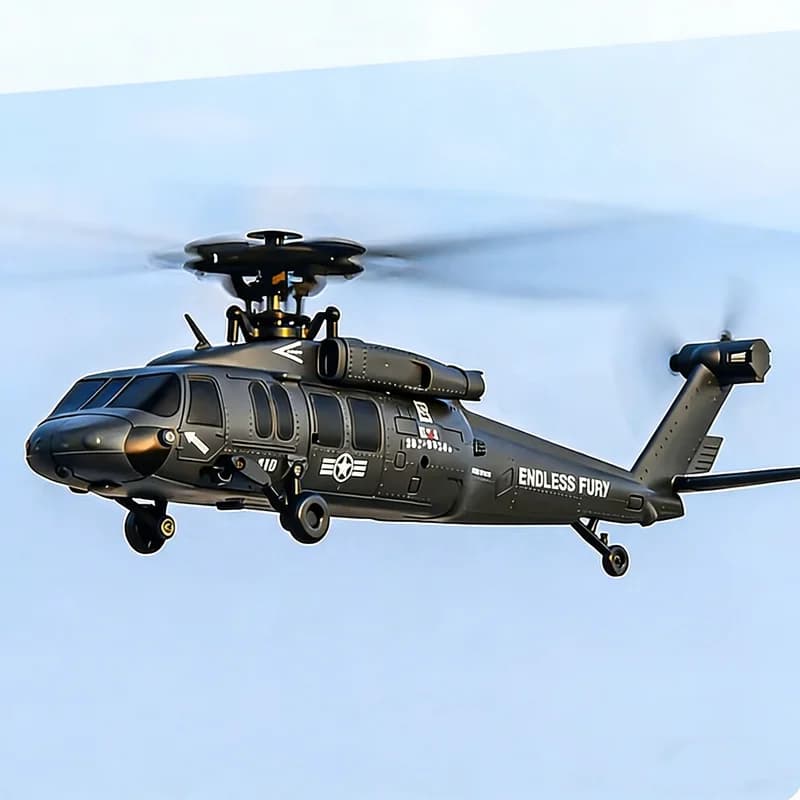 Elicottero RC JJRC Black Hawk U9901 6CH Simulazione Brushless con Posizionamento Ottico, Mantenimento dell'Altitudine e Volo Invertito con Un Solo Pulsante