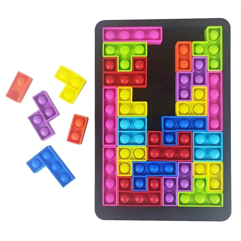 27 pieces of Tetris puzzle silicone elastic finger bounce toy decompression toy puzzle board educational toy