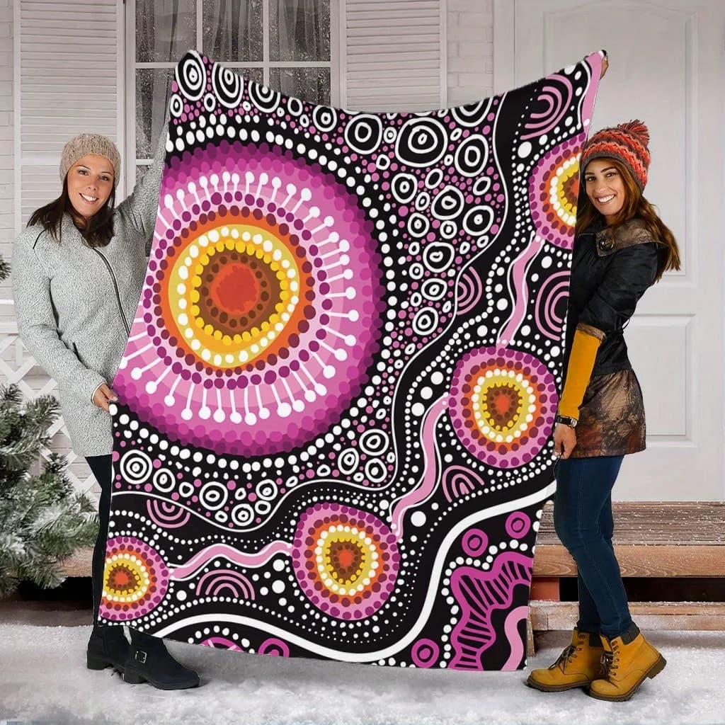 Coperta con disegni a punti dell'arte aborigena indigena - Coperta leggera per tutte le stagioni, ideale per divano, letto, ufficio, campeggio, viaggi