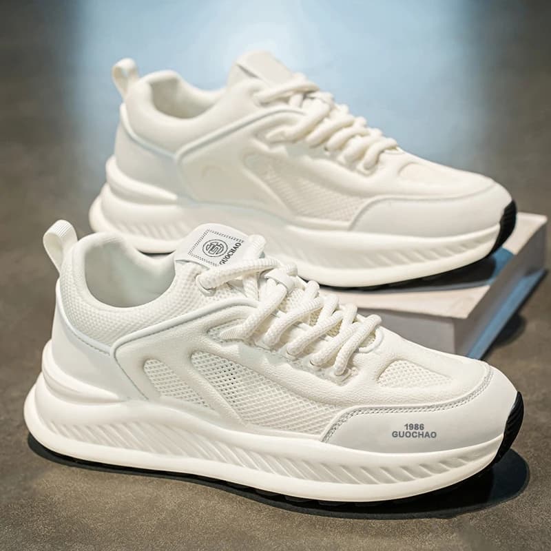 Men's Mesh Sports Shoes Summer Breathable Casual Anti-slip Deodorant White Agan Men's Shoes Outdoor Travel Running Board Shoes