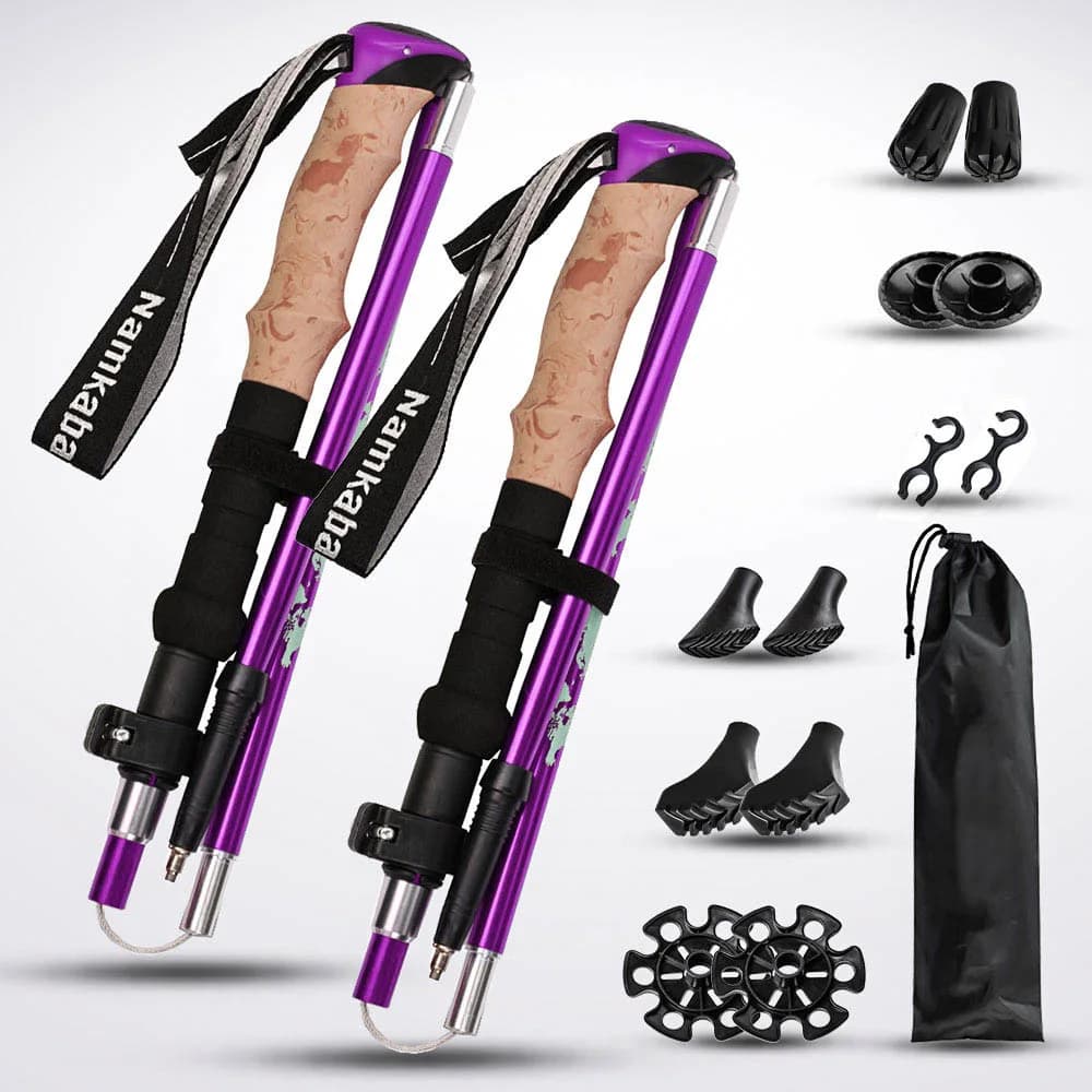 1 Paio di Bastoncini da Trekking Foldable to 5 Sections in Telescopic Aluminum Alloy for Mountain Climbing, Hiking and Traveling ZK64S