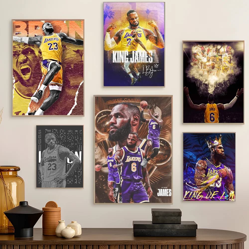 POP Giocatore di basket L-LeBron-James Basket Whitepaper Poster HD Qualità Poster Wall Art Painting Studio Decorazione della parete della stanza