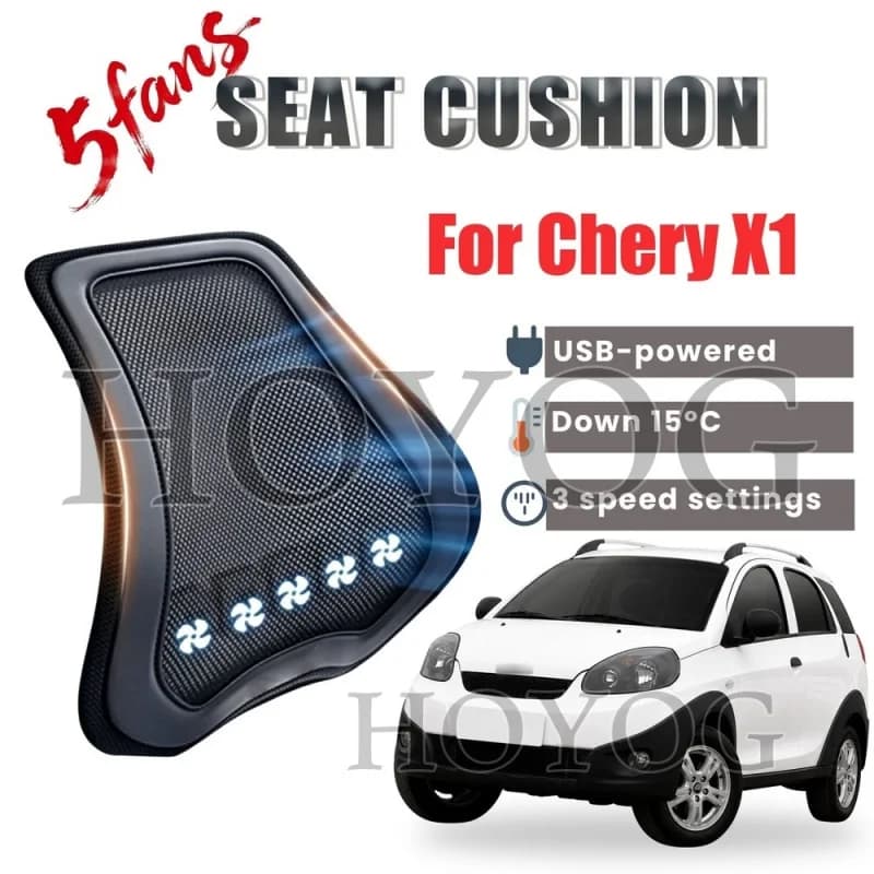 For Chery X1 Car Seat Cooling Lumbar Support Cushion Back Support Pillow USB Fan 3 Speed Ventilated Mesh Ergonomic Waist Rest