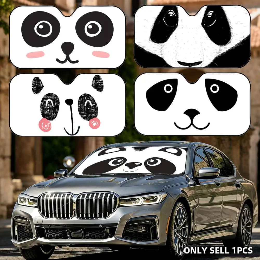 Parasole per Auto Panda Eyes Pieghevole Universale Protezione UV Isolamento Termico Copertura Pieghevole