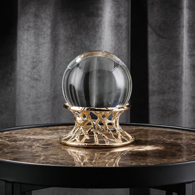 Ornamenti di Lusso con Sfera di Cristallo e Base Traforata, Decorazioni per Soggiorno e Camera da Letto, Accessori Estetici per la Casa