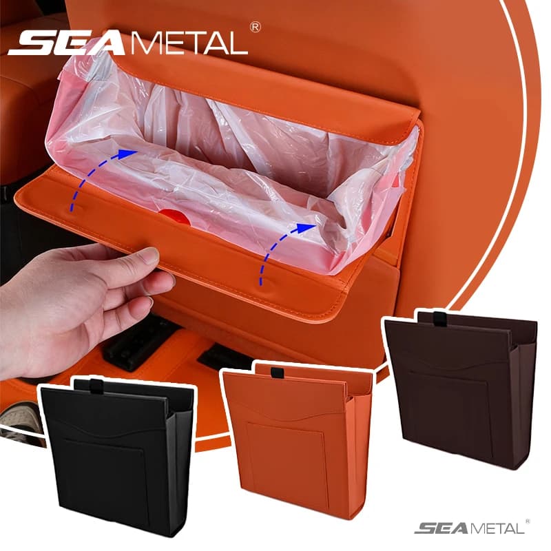 SEAMETAL Cestino per auto magnetico da appendere sul retro del sedile, borsa portaoggetti nascosta, organizer per interni auto, borsa portaoggetti, accessorio auto