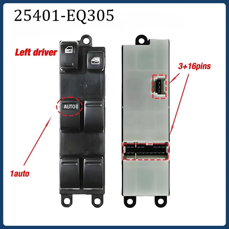25401-EQ305 25401-AL500 Per NISSAN X-Trail T30 Wingroad Patrol Stagea 1997-2017 Interruttore di controllo alzacristalli principale