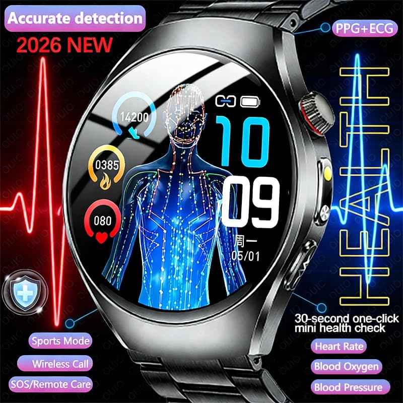 2026 New ECG + PPG Smart Watch Blood pressure Oxygen blood uric acid Accurate detection Remote assistance Smart Watch Man Woman