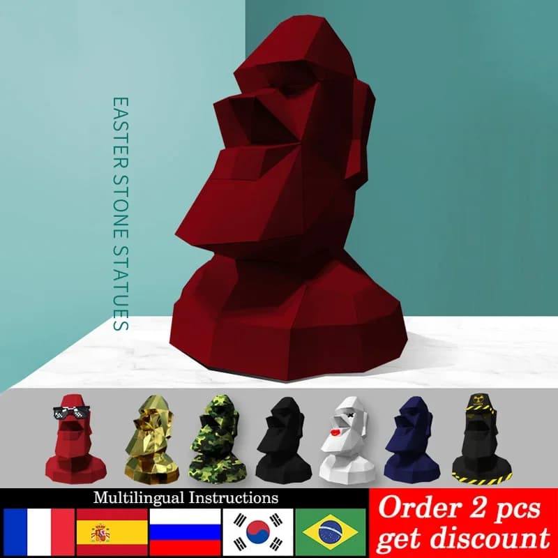 Large Size Easter Island Moai Decor Home Origami Art Decoration Paper Model,3D Papercraft,Handmade DIY Adult Craft RTY198