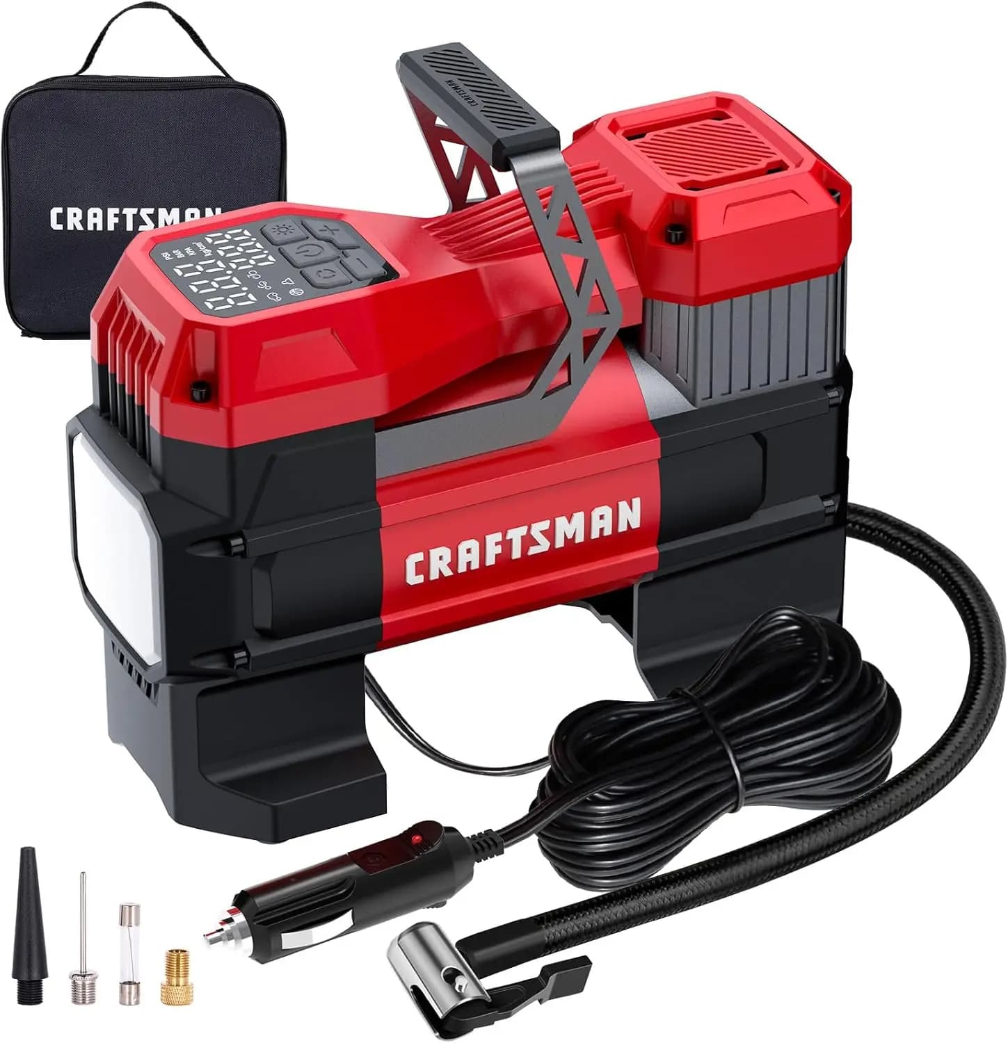 Gonfiatore portatile per pneumatici da 12 V, pompa d'aria digitale con manometro e luce a LED, spegnimento automatico da 150 PSI per auto, bici, moto, palline