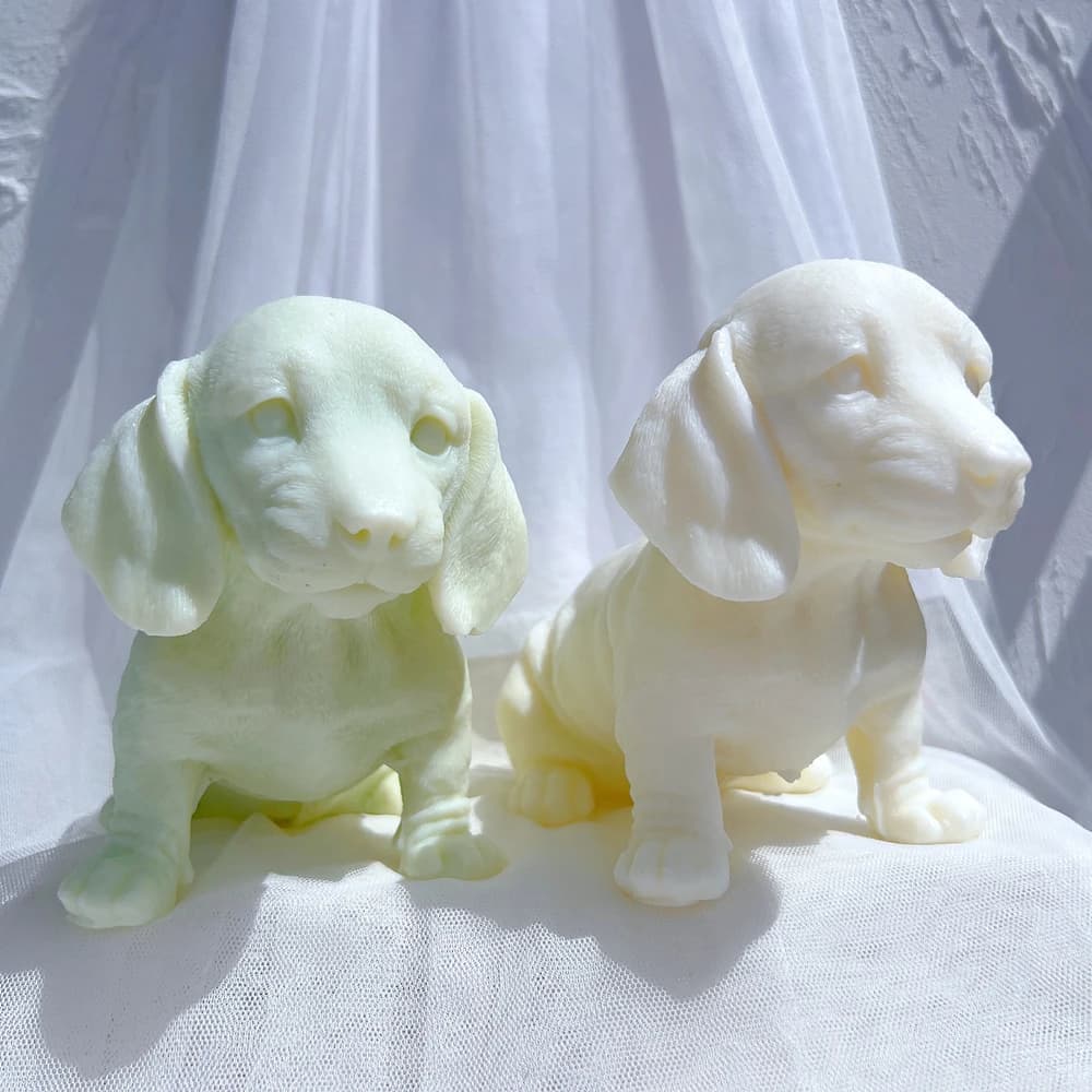 Stampi per cera di soia per cuccioli di animali 3D Amanti dei cani Regalo Stampo per la decorazione della casa Stampo in silicone per candela di cane bassotto