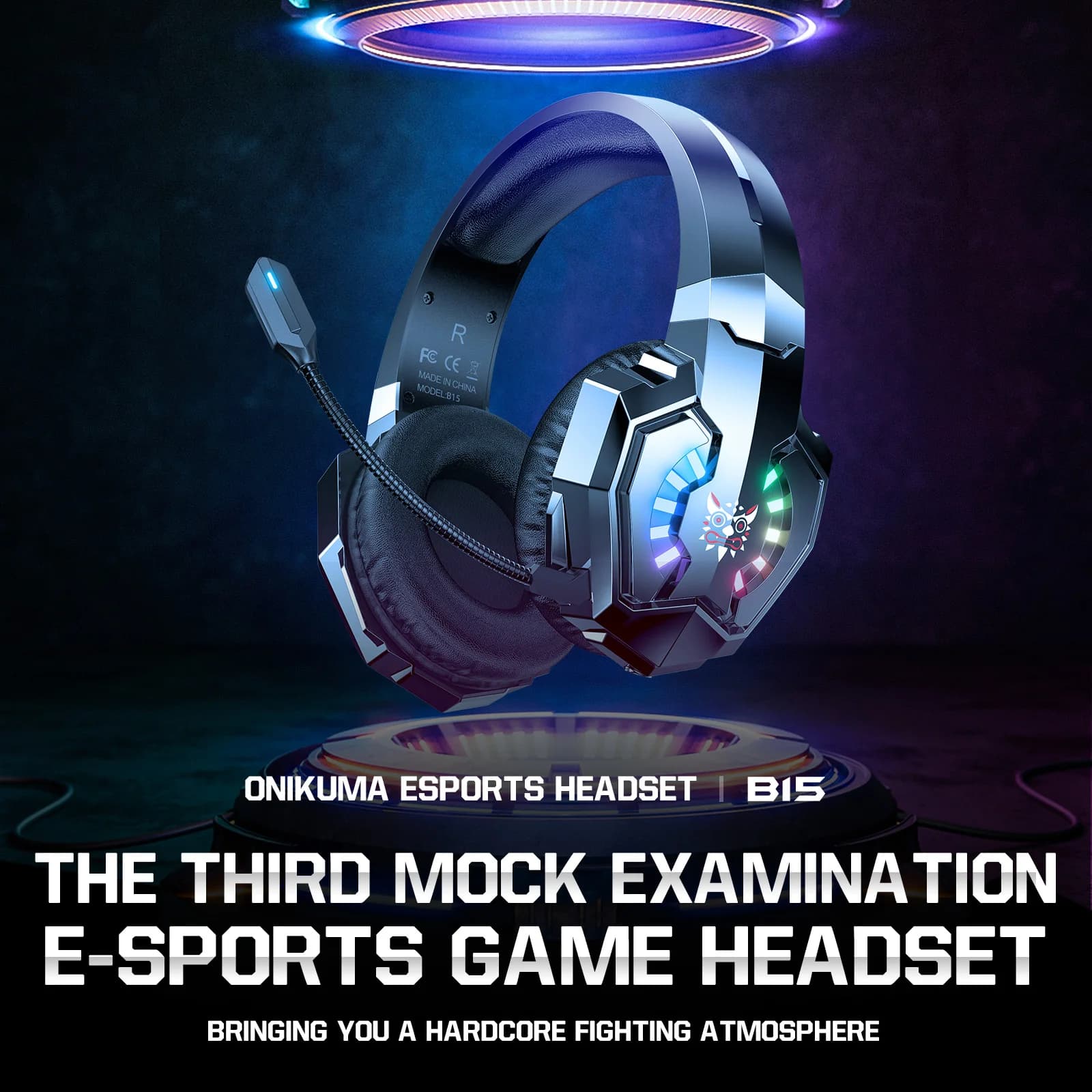ONIKUMA B15 Headphones with Wireless RGB Gaming Headphones with HD Microphones Game Headphones for Laptop Audio Quality HiFi for PC