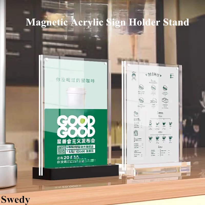 A6 100x150mm supporto per cartello magnetico in acrilico espositore da tavolo cornice per foto Flyer documento Menu carta prezzo porta etichette
