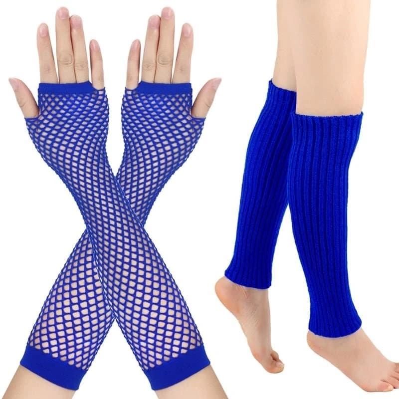 2piece Summer Driving Fishing Net Gloves+calf Sock Half Finger Cycling Sunscreen Gloves Female Anti-Uv Elasticity Gloves