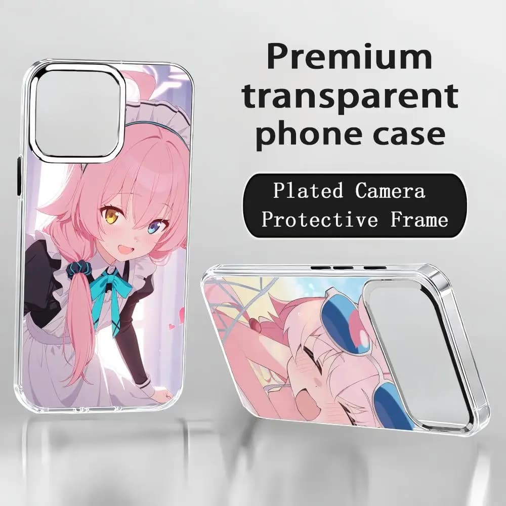 Blue Archive Hoshino Phone Case For iPhone 18 17 16 15 14 13 12 11 Pro Max Plus Chrome Button Camera Ring Transparent