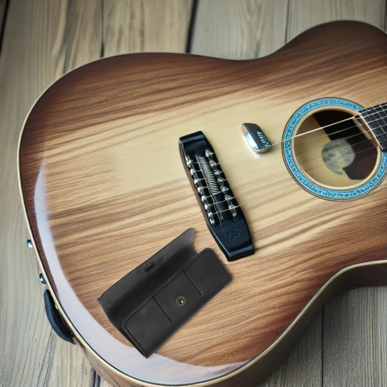 Custodia Porta Plettri per Chitarra in PU, Design Compatto, Borsa Portatile per Chitarristi Elettrici e Acustici, Organizer