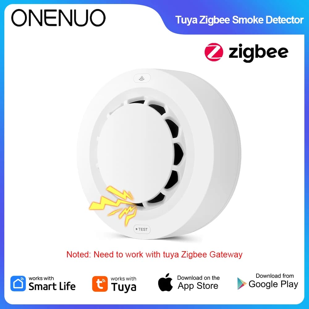 Rilevatore di fumo Tuya Smart ZigBee, protezione di sicurezza, allarme antincendio per la sicurezza domestica tramite l'app Smart Life