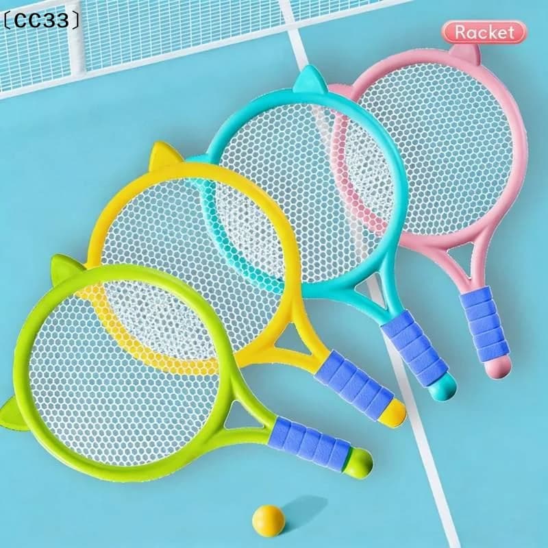 Set di racchette da badminton per bambini con pallina da tennis, sport all'aria aperta, giocattoli interattivi con pallina da tennis, regalo per bambini〔CC33〕