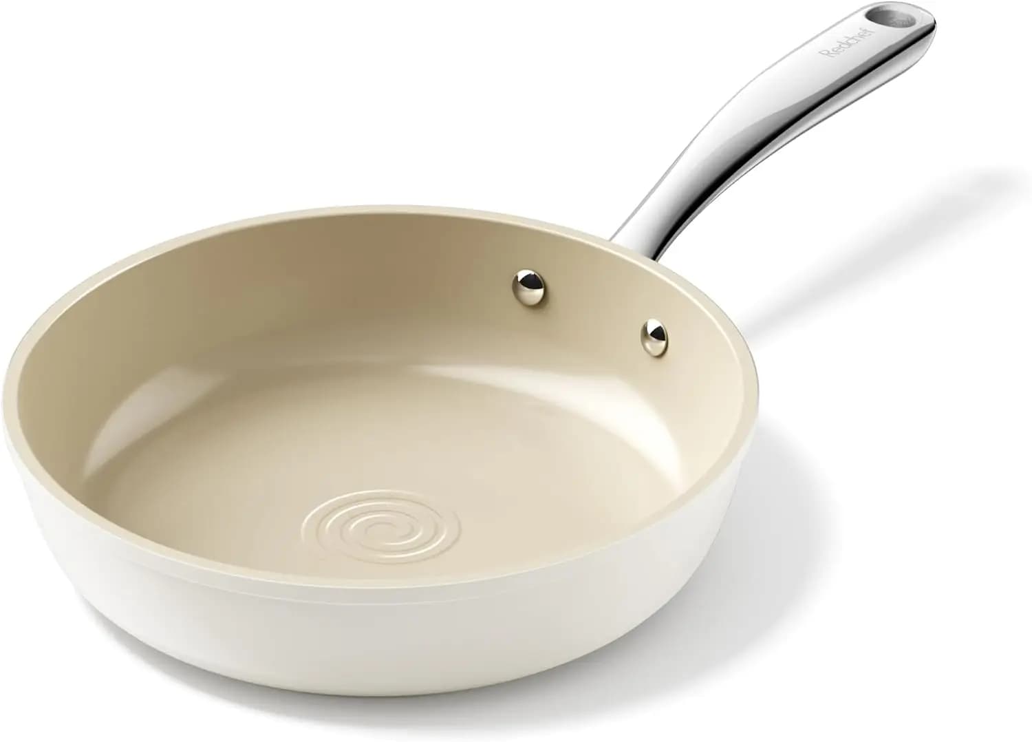 Ceramics, 8 Inches, Beige, with Insulating Handle, Fit for Oven and Dishwasher, No PFOA for a Healthy Kitchen