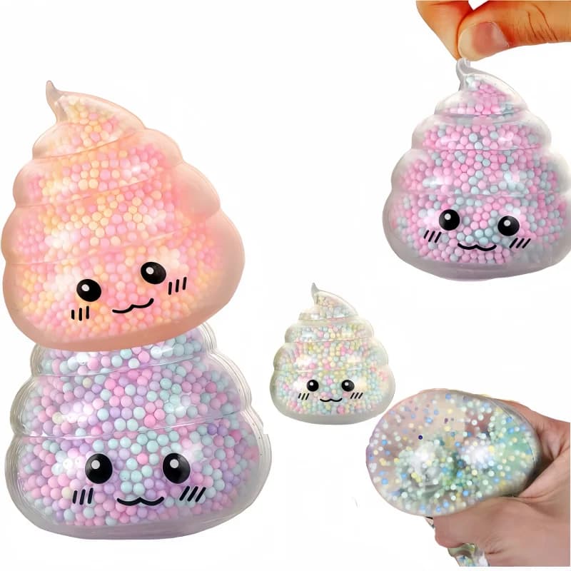 2 Palline Antistress Morbide a Forma di Cacca, Giocattoli Colorati per Bambine e Bambini, Regali per Pasqua, Giocattolo Rilassante