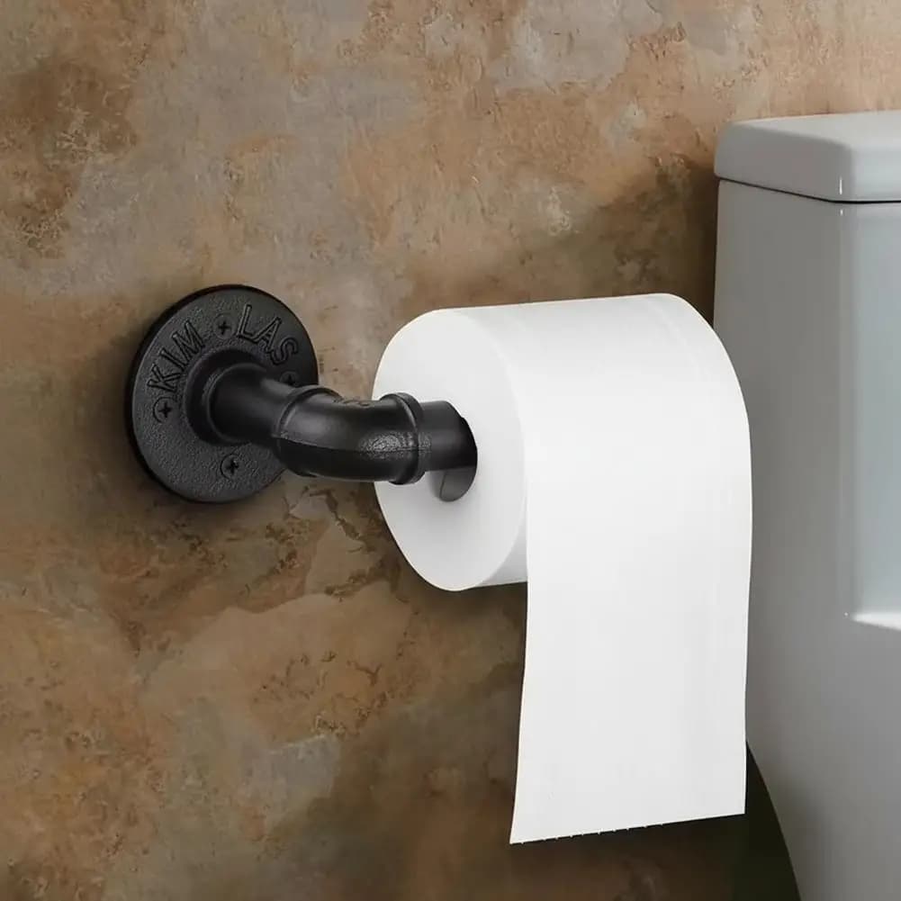Porta carta igienica in stile tubo industriale, porta asciugamani in ghisa, accessorio da parete multiuso, antiscivolo, montato sul bagno V9g8