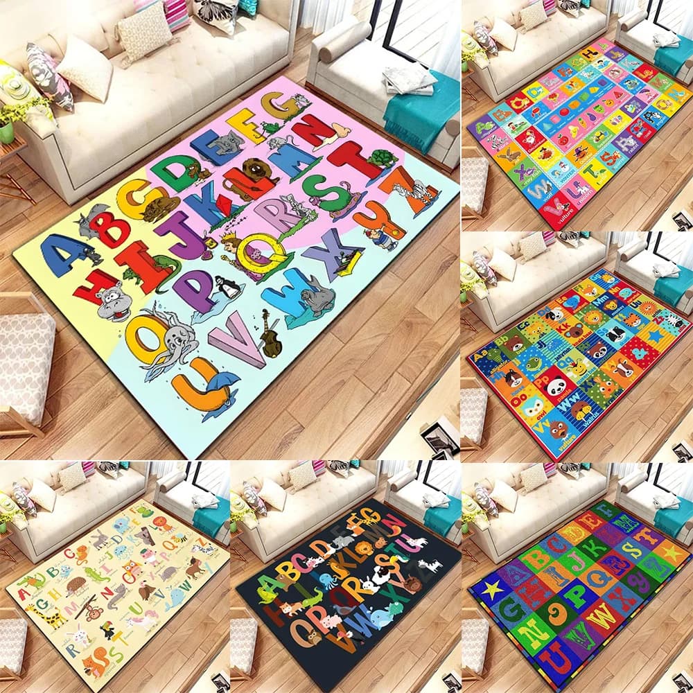 1PC Alphabet for Kids Learning Carpet ABC Alphabet Animal Carton Animated First Education Child Sliding Room Games Carpet Gift