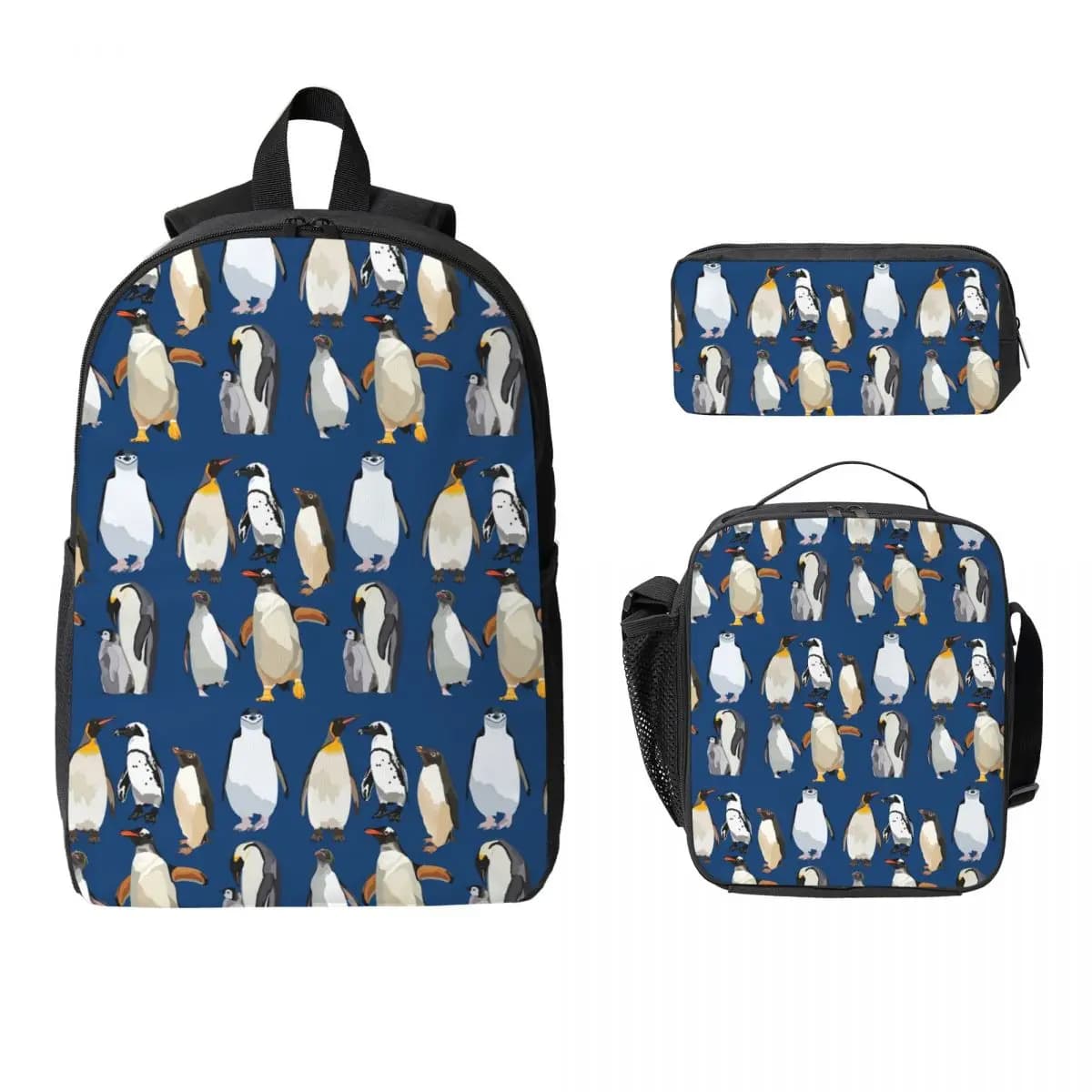 P Is For Penguin Backpack Student Boys Girls BookBag School Bag Laptop Shoulder Bags 3ps Insulated Lunch Bag Pencil Case